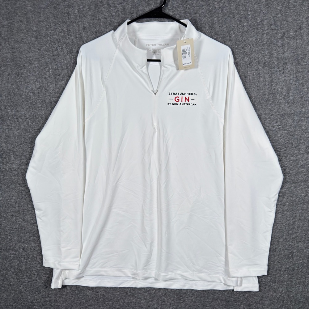 NEW Peter Millar Perth Performance Quarter Zip Womens XXL White Raglan Golf UPF